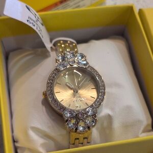 INVICTA SUNFLOWER Gold Women's Watch with Crystal Accents Brand New In Box